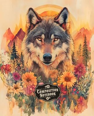 Composition Notebook: Vintage Floral Wolf Composition Notebook - 110 College-Ruled Pages - 7.5"x9.25"