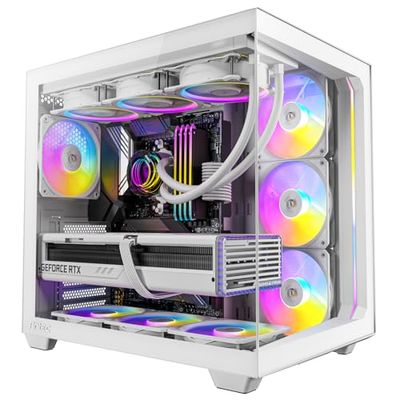 Antec C5 ARGB White, 7 ventole ARGB PWM da 120 mm incluse, fino a 10 ventole contemporaneamente, porta Type-C 3.2 Gen 2, pannelli frontali e laterali in vetro temperato senza cuciture, supporto