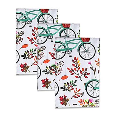 Cotton Carnival Tea Towels, Printed Kitchen Dish Cloth, 100% Ring Spun Cotton Tea Towels, Super Absorbent Dish Towels of Size 17.7 X 27.5 in Bicycle Printed Ultra Soft Kitchen Towels Set of 3