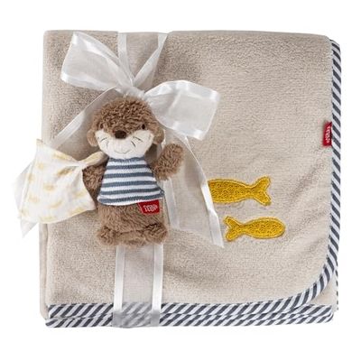 Fehn Couverture Douillette Loutre, Imprimé Animal, 00047264, Sable, Baby