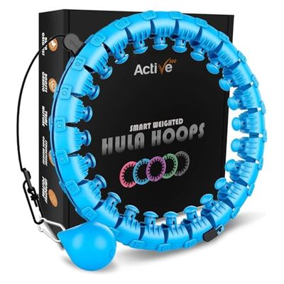 K-MART Smart Hula Rings Hoops, con Peso Hula Circle 24 Anillo de Fitness Desmontable con Bola de Giro automático de 360 Grados, Gimnasia, Masaje, Fitness Adulto para Bajar de Peso (Azul)