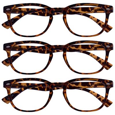 OPULIZE Marrone Tartaruga Occhiali Da Lettura Valore 3 Pacco Stile Designer Uomo Donna Uvr3Pk014 +3,50-88 Gr