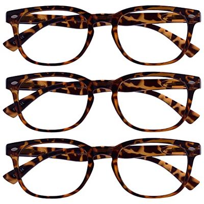 UV Reader Marrone Tartaruga Occhiali Da Lettura Valore 3 Pacco Stile Designer Uomo Donna UVR3PK014 +1,50