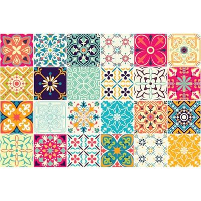 Ambiance Azulejos Agostina Azulejos - Adhesivo decorativo para cocina y cuarto de baño, 24 pegatinas de 15 x 15 cm