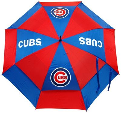 Team Golf MLB Chicago Cubs Golfparaplu 157,5 cm golfparaplu met beschermende mantel, dubbele luifel windbescherming ontwerp, automatische open knop