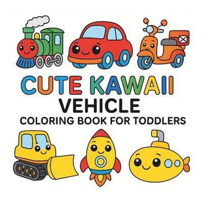 Cute Kawaii Vehicle Coloring Book for Toddlers: Fun and Easy Transportation Coloring Pages for Kids Ages 1–3: Cars, Trucks, Trains, Boats, and More!