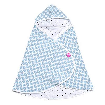 Asciugamano da bagno per bambini, Öko-Tex Standard 100, in mussola di cotone, con cappuccio, 65 x 130 cm, colore: blu