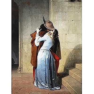 Hayez kyssen romantisk vintage målning konsttryck kanvas premium väggdekor affisch väggmålning