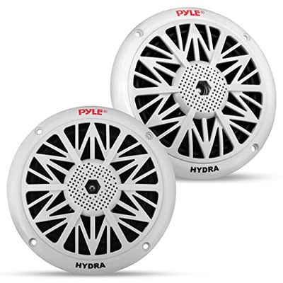 Pyle Enceintes Marine Doubles13,34 cm - Haut-Parleur Extérieur 2 Voies étanche et Résistant aux Intempéries - Puissance de 150 Watts - Cône en Polycarbonate - Entourage en Tissu et Design Bas Profil
