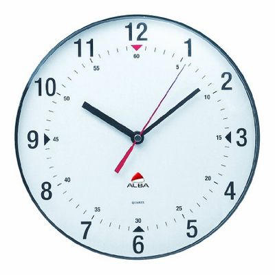 Alba Horclas, relógio de quartzo clássico de parede, plástico, preto e branco, 25 cm