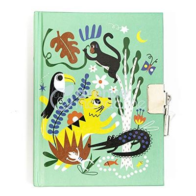 Avenue Mandarine CO204C - Diario segreto 240 pagine rigate 11x14 cm con lucchetto, giungla