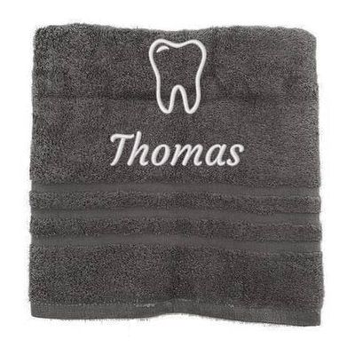 Asciugamano personalizzato con nome e nome del lavoro Nome splendidamente ricamato Asciugamano da bagno Asciugamano in cotone 100% Asciugamano da bagno con nome (140 x 70 cm, Dentista)