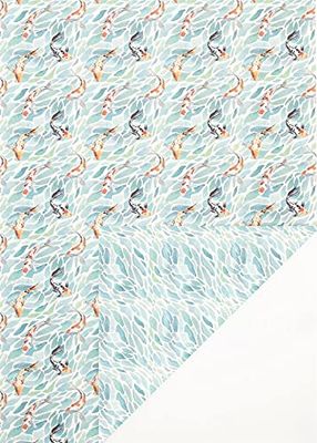 Glick Feuille de papier cadeau double face pour les amateurs de poissons, 50 x 70 cm