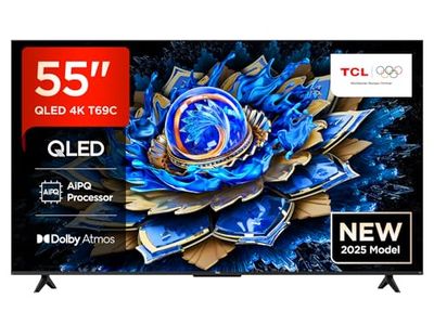 TCL 55T69C 55” QLED 4K HDR, Google TV, Smart TV (Dolby Vision & Atmos, Game Master, Motion clarity, compatibile con Google Assistant & Alexa)