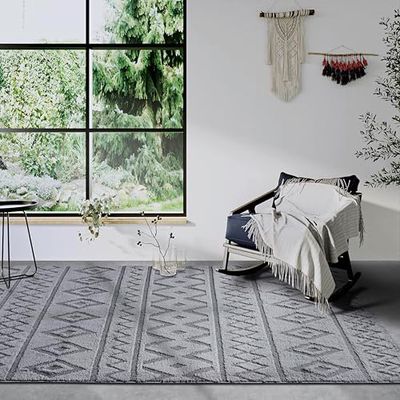 Elle Decor ation Itinerance Tapis de Salon Moderne, à Poils Longs, Motif Moderne, Moelleux, Doux, pour Salon, Chambre à Coucher, Chambre d'adolescent, Gris Clair, 120 x 170 cm