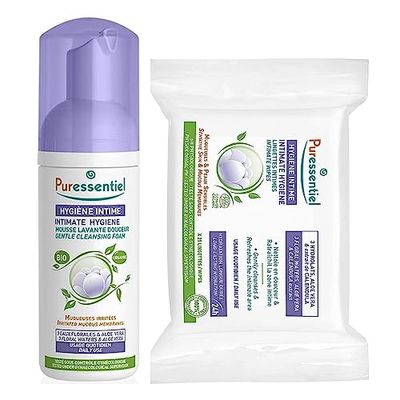 Puressentiel - Kit Hygiène Intime - Lingettes intimes pour muqueuses et peaux sensibles + Mousse Lavante Douceur aux 3 eaux florales et à l'aloé vera - Made in France