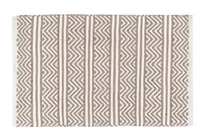 WENKO Tapis de Bain Shaki, Tapis Salle de Bain antidérapant, Tapis paillasson Durable de Style Boho fabriqué à partir de Bouteille Plastique Pet recyclée, 100% Polyester, 50x80 cm, Beige-Blanc