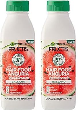 Garnier Fructis Hair Food Anguria Rivitalizzante, Balsamo per Capelli Fini, 97% di Ingredienti di Origine Naturale, Senza Siliconi (Confezione da 2)
