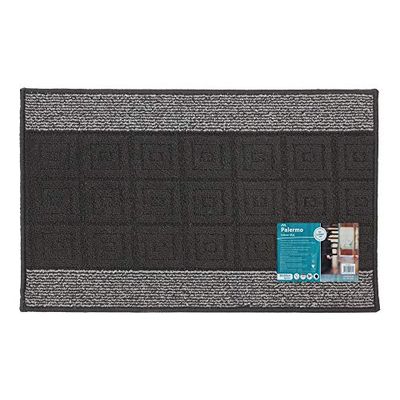 JVL Palmero-Felpudo Lavable a máquina, con Respaldo de látex, Color Negro y Gris, Caucho, 40 x 70 cm