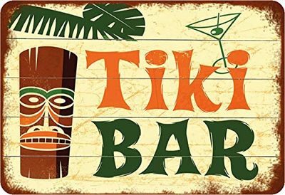 Schatzmix Metalen bord barbord Tiki Bar Hawaii metalen bord wanddecoratie 20x30 cm tin teken