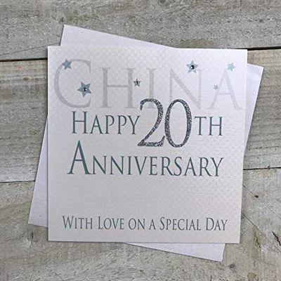 WHITE COTTON CARDS "China Happy 20th aniversário com amor num dia especial cartão feito à mão