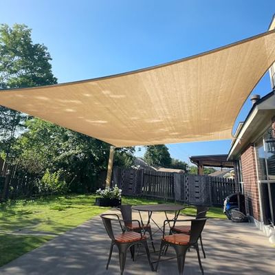 SUNLAX Voile d'ombrage rectangulaire pour extérieur, 2,4 x 3 m, Sable, pour terrasse, pergola, Voile d'ombrage bloquant Les UV