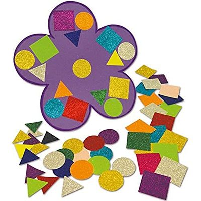 Springboard Pre-Cut Glitter Mega Mosaics - Square, Triangle and Circle Paper Mosaic Kits for Children - Crafts for Kids - Assorted Colours - 1000-Pack
