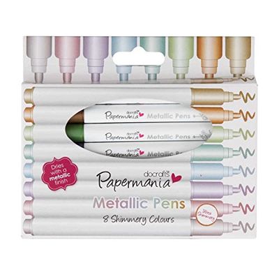 Stylos métalliques par docrafts Papermaina, Pack de 8 stylos à Pointe de Balle de Couleur chatoyante de Haute qualité, sèche avec Une Finition métallique