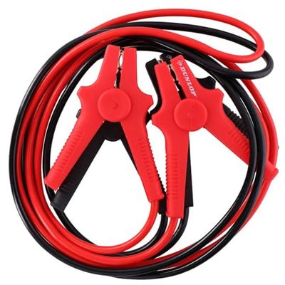 Dunlop Pinzas Batería Coche 16 mm² x 3 m - Pinzas Cocodrilo para Emergencias - Incluye Bolsa de Transporte - Certificado TÜV