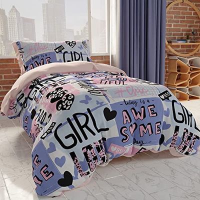 PETTI Artigiani Italiani - Copripiumino Una Piazza e Mezza 200x200, Sacco Copripiumino Una Piazza e Mezza, Copripiumino Bambina, Copripiumino per la Cameretta, 100% Made in Italy