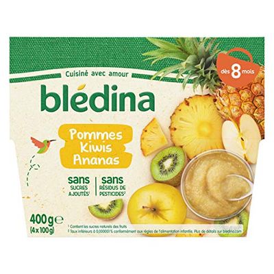 Blédina 4 Coupelles Pommes Kiwis Ananas Dès 8 mois, 4 x 100g (Lot de 8)