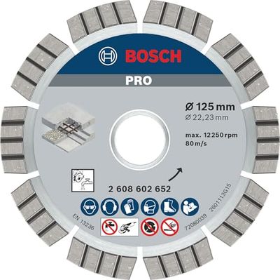 Bosch 2 608 602 652 - Disco de corte de diamante Best for Concrete - 125 x 22,23 x 2,2 x 12 mm (embalagem de 1)