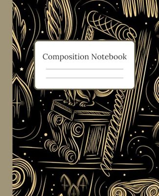 Composition Notebook | 7.5" x 9.25" 110 Pages Lined | Golden Gargoyles Halloween Black Gold Gothic Style Girl Woman Man Boys Teens Kids Adults: College School Work Personal Notetaking