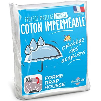 Sweethome - Protector de colchón Impermeable - 90x190/200 cm - 100% algodón antiácaros - Suave y silencioso - con Forma de Sabana Bajera - Lavable a máquina