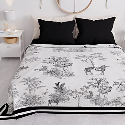 PETTI Artigiani Italiani - Couvre-Lit 160x250 cm Microfibre, Printemps Été, Parure de Lit Légère Simple, Draps, Une Personne, Animaux Blanc, 100% Fabriqué en Italie