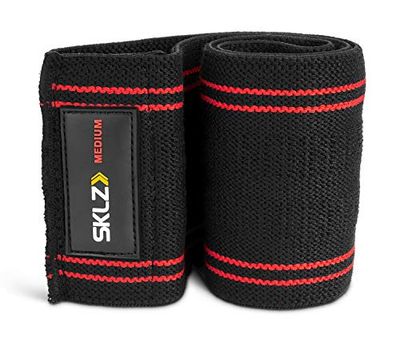 SKLZ Pro - Fascia per fianchi in maglia, regolabile, per palestra, nero/rosso, resistenza media