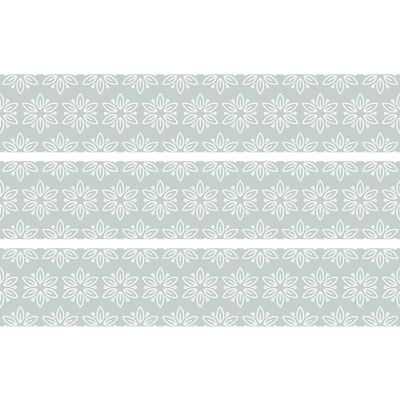 Patrones geométricos en forma de rosetón flor blanca sobre fondo gris, 19,5 X 100 cm, x3.