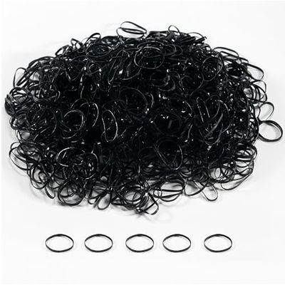 Vonsera 1500 Pièces Mini Elastique Cheveux, Petit Elastique Cheveux Fille Bebe, élastique Cheveux Caoutchouc Noir pour les Cheveux des Enfants, Petites Dreadlocks, Coiffure de Mariage
