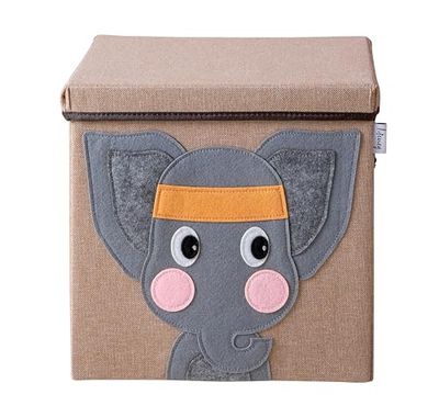 LIFENEY Boîte de rangement avec couvercle et éléphant I Boîte à jouets avec motif animal Convient aux étagères cubes I Boîte de rangement pour chambre d'enfant I Panier de rangement pour enfants
