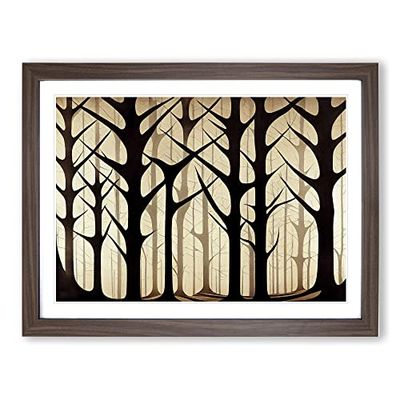 Magnificent Forest Abstract H1022 Framed Print for Living Room Bedroom Home Office Décor, Wall Art Picture Ready to Hang, Walnut A4 Frame (34 x 25 cm)