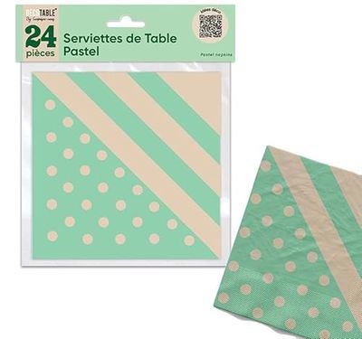 SERVIETTES DE TABLE PASTEL X 24 VERT