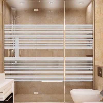 Ambiance Sticker Anti-Blackout Window Film – Self-Adhesive Privacy Screen Stickers for Windows and Shower Doors | Horizontal Lines – H55 x L100 cm