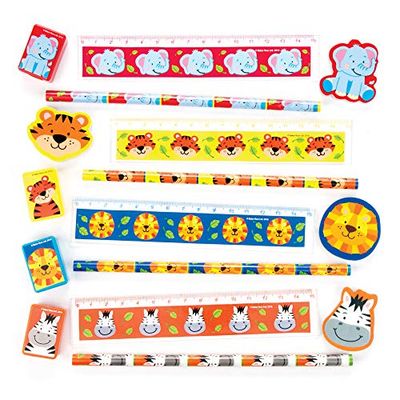 Baker Ross- Kit de papelería de Cuatro Piezas con Animales de la Selva, Pack de 6, Bolsas Sorpresa o como Regalo para niños, Multicolor