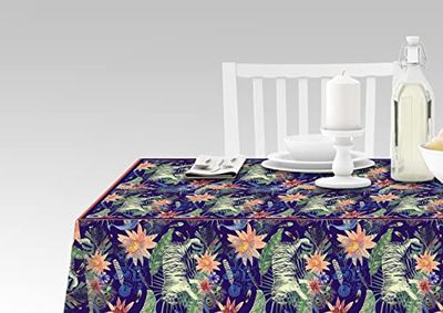Doge Milano Nappe avec impression numérique, 100% Made in Italy Nappe antidérapante pour salle à manger, lavable et antitache, Modèle Hermes - Rongjiang, cm 180x140