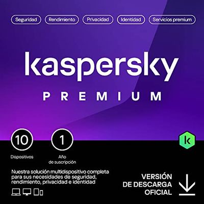 Kaspersky Premium Total Security 2024 | 10 Dispositivos | 1 año | Anti-Phishing y Firewall | VPN ilimitada | Gestor de contraseñas | Control parental | Soporte 24/7 | PC/Mac/Móvil | Código por email