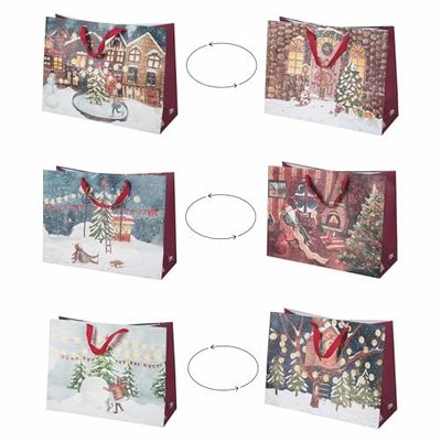Set 24 Busta regalo natalizia grande in carta 39x15x29 cm, XMas Vintage