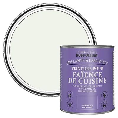 Rust-Oleum Peinture Blanche Résistante à l'eau pour Faïence de Cuisine, Finition Brillante - Mousse de Lait 750ml
