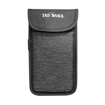 Telefoonhoes Tatonka Smartphone Case L - binnenmaten: 14 x 7 cm - beschermhoes voor mobiele telefoon met klittenband deksel (off black)