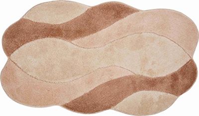 Grund Alfombra de Baño, Ultra Suave y Absorbente, Antideslizante, 5 Años de Garantía, Carmen, Alfombra de Baño 80x140 cm, Beige