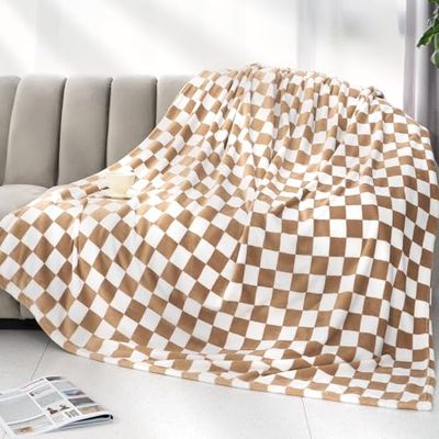 LOKOZ Warm Blanket Soft Cozy Throw Blanket Checkered Fleece Throw Blankets for Couch